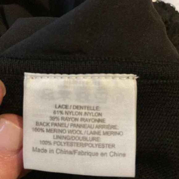 Tory Burch Black Lace and Knit Sweater Top Size Medium - Picture 8 of 11